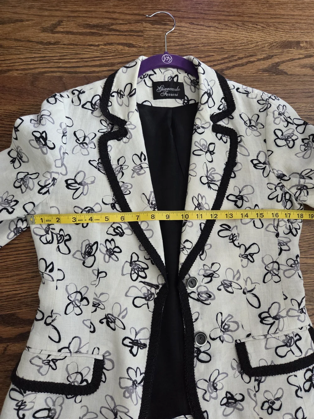 Vintage Y2K Giancarlo Ferrari Linen Floral Blazer Jacket Size 4